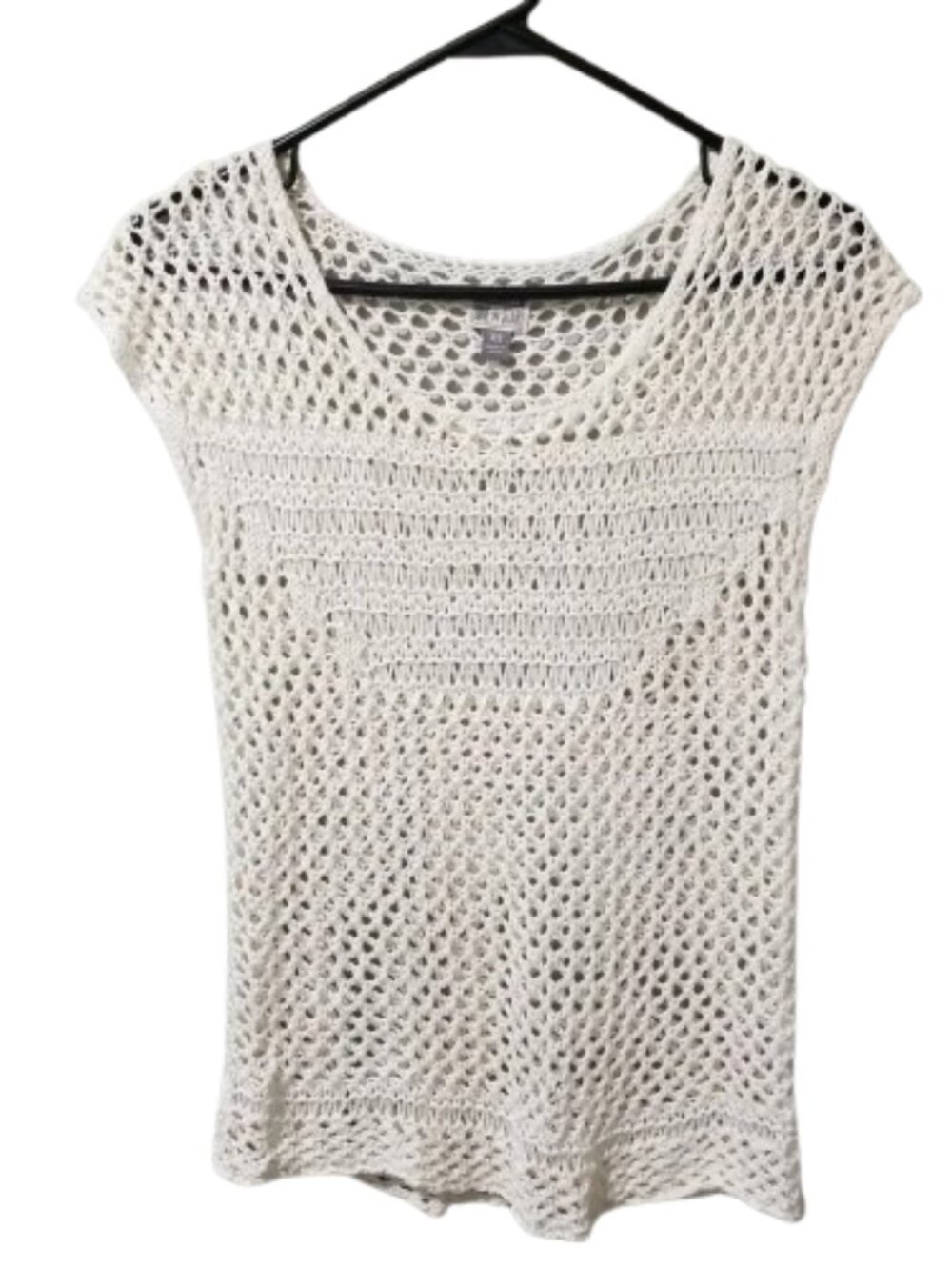 ❤️2/$12 Crochet Top White Short Sleeve XS